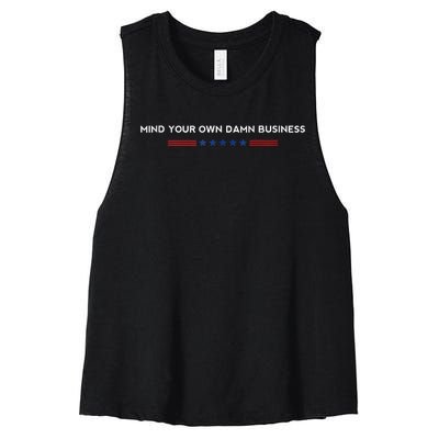 Walz Waltz 2024 Mind Your Own Damn Business Women's Racerback Cropped Tank