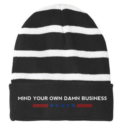 Walz Waltz 2024 Mind Your Own Damn Business Striped Beanie with Solid Band