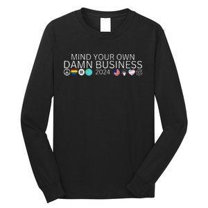 Walz Waltz 2024 American Flag Mind Your Own Damn Business Gift Long Sleeve Shirt