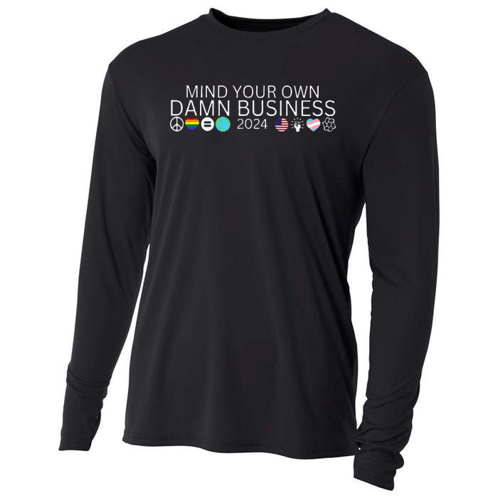 Walz Waltz 2024 American Flag Mind Your Own Damn Business Gift Cooling Performance Long Sleeve Crew