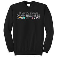 Walz Waltz 2024 American Flag Mind Your Own Damn Business Gift Tall Sweatshirt