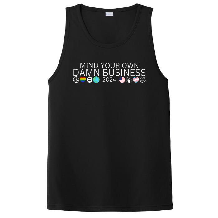 Walz Waltz 2024 American Flag Mind Your Own Damn Business Gift PosiCharge Competitor Tank