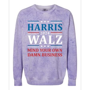 Walz Waltz 2024 Mind Your Own Damn Business Colorblast Crewneck Sweatshirt