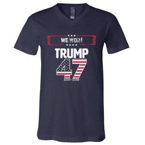 We Won 47 Victory Donald Trump Usa Presidential Slogan 2024 V-Neck T-Shirt