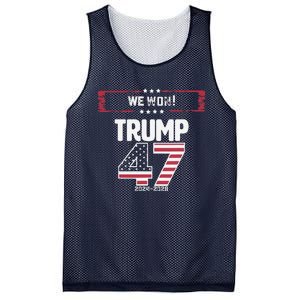 We Won 47 Victory Donald Trump Usa Presidential Slogan 2024 Mesh Reversible Basketball Jersey Tank