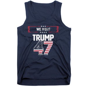 We Won 47 Victory Donald Trump Usa Presidential Slogan 2024 Tank Top