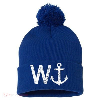 Wanker W Anchor Pom Pom 12in Knit Beanie