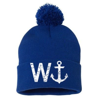 Wanker W Anchor Pom Pom 12in Knit Beanie