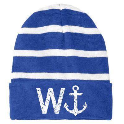 Wanker W Anchor Striped Beanie with Solid Band