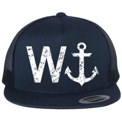 Wanker W Anchor Flat Bill Trucker Hat