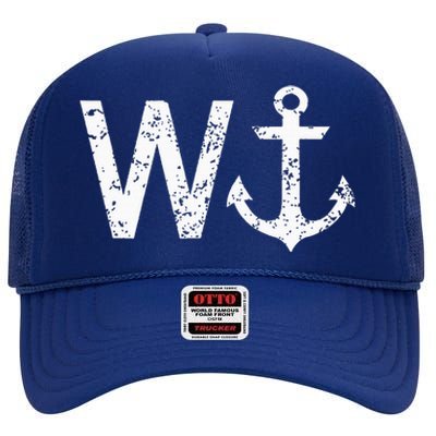 Wanker W Anchor High Crown Mesh Back Trucker Hat