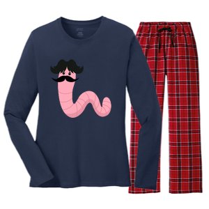 Worm With A Mustache James Tom Ariana Reality Women's Long Sleeve Flannel Pajama Set 