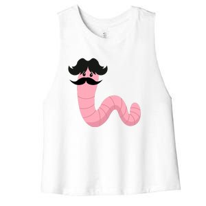 Worm With A Mustache James Tom Ariana Reality Women's Racerback Cropped Tank