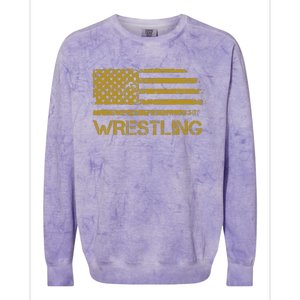 Wrestling Wrestler American Usa Flag Patriotic Colorblast Crewneck Sweatshirt