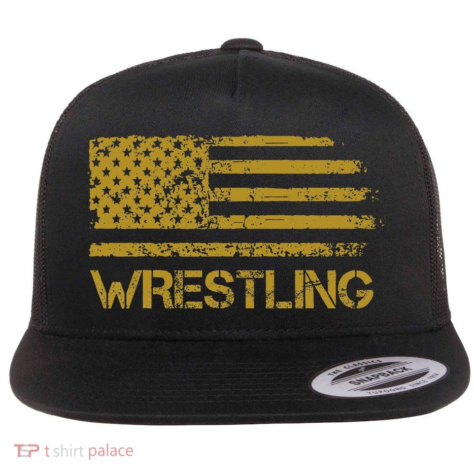 Wrestling Wrestler American Usa Flag Patriotic Flatbill Hat