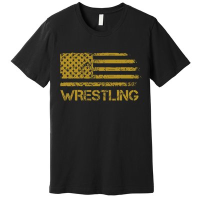 Wrestling Wrestler American Usa Flag Patriotic Premium T-Shirt