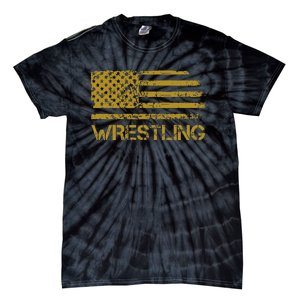 Wrestling Wrestler American Usa Flag Patriotic Tie-Dye T-Shirt