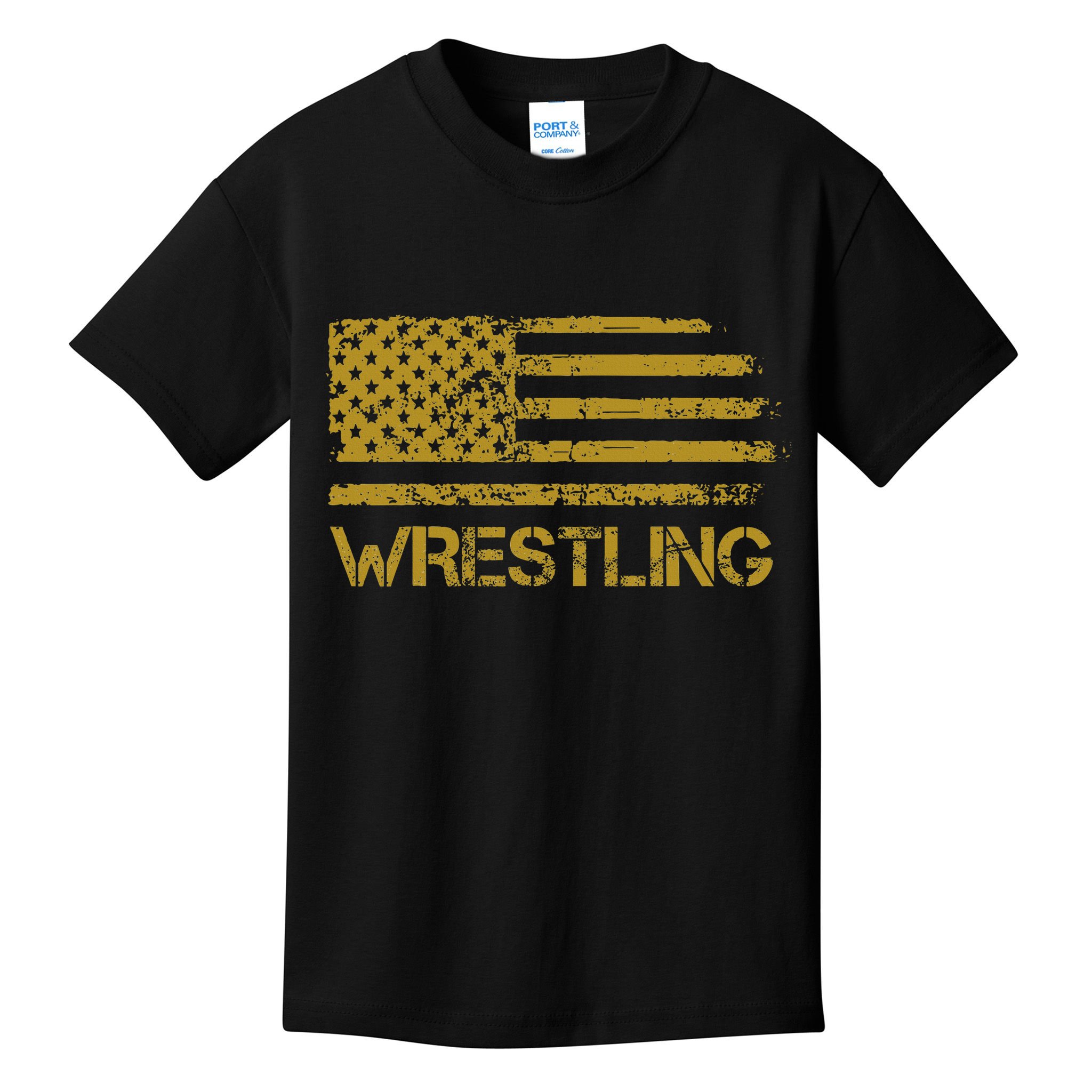 Wrestling Wrestler American Usa Flag Patriotic Kids T-Shirt