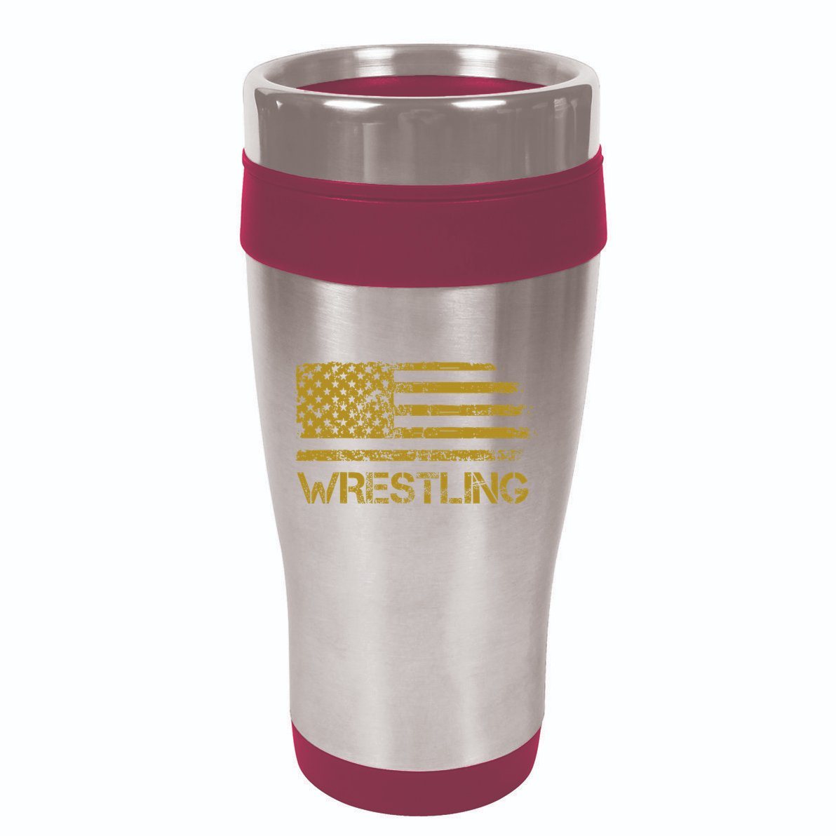 Wrestling Wrestler American Usa Flag Patriotic 16oz Travel Tumbler