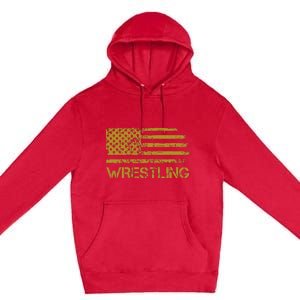 Wrestling Wrestler American Usa Flag Patriotic Premium Pullover Hoodie