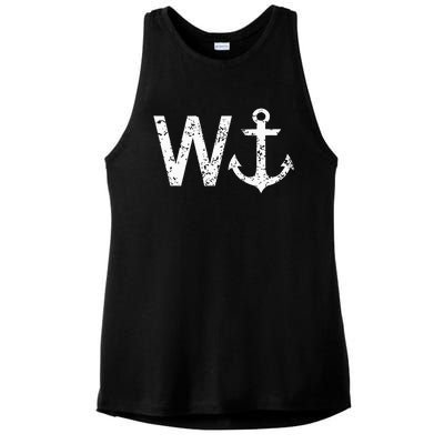 Wanker W Anchor Funny Nautical Insult Wordplay Cruise Sail Ladies PosiCharge Tri-Blend Wicking Tank