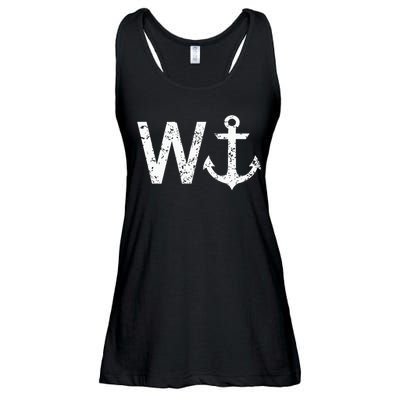 Wanker W Anchor Funny Nautical Insult Wordplay Cruise Sail Ladies Essential Flowy Tank