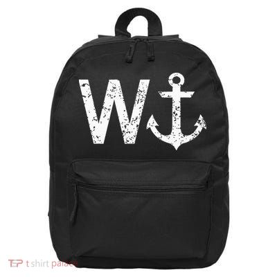 Wanker W Anchor Funny Nautical Insult Wordplay Cruise Sail 16 in Basic Backpack