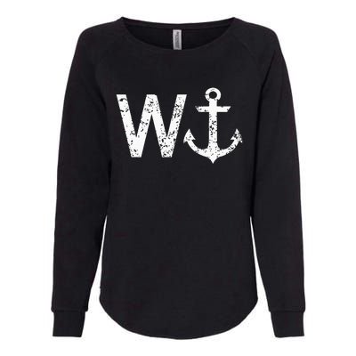 Wanker W Anchor Funny Nautical Insult Wordplay Cruise Sail Womens California Wash Sweatshirt