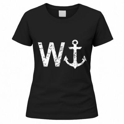 Wanker W Anchor Funny Nautical Insult Wordplay Cruise Sail Women's T-Shirt