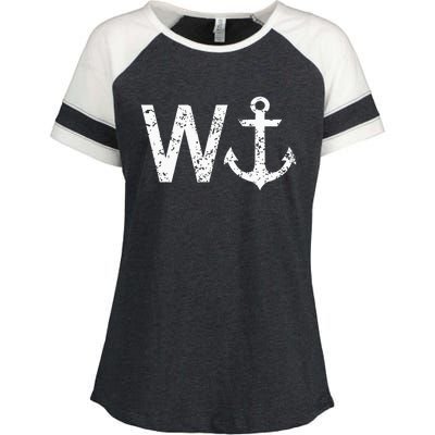 Wanker W Anchor Funny Nautical Insult Wordplay Cruise Sail Enza Ladies Jersey Colorblock Tee