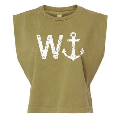 Wanker W Anchor Funny Nautical Insult Wordplay Cruise Sail Garment-Dyed Women's Muscle Tee