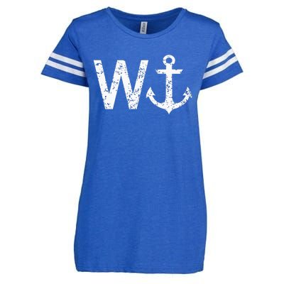 Wanker W Anchor Funny Nautical Insult Wordplay Cruise Sail Enza Ladies Jersey Football T-Shirt