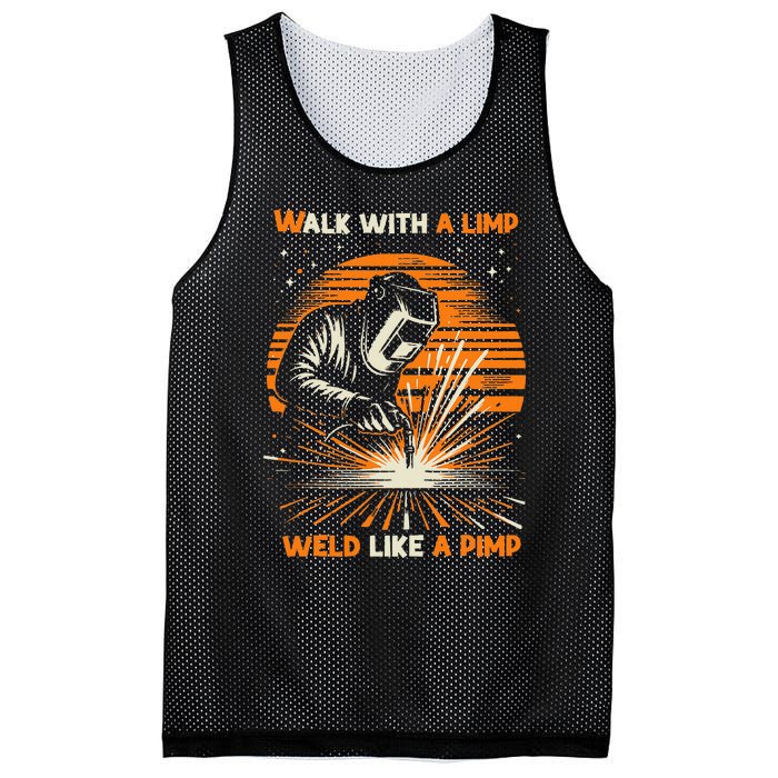 Walk With A Limp Weld Like A Pimp Welding Mesh Reversible Basketball Jersey Tank