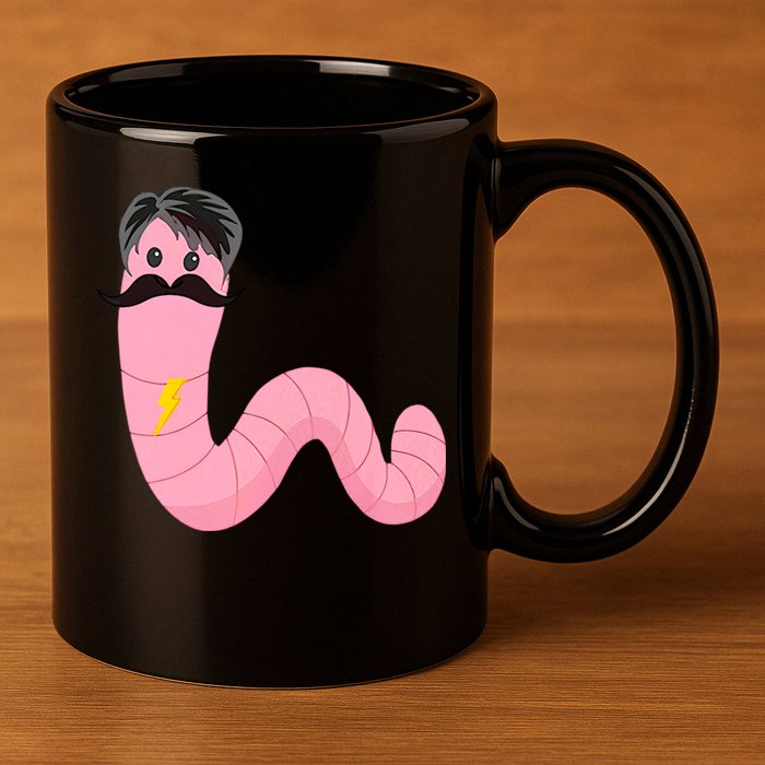 Worm With A Mustache James Tom Ariana Reality 11oz C Handle Ceramic Mug