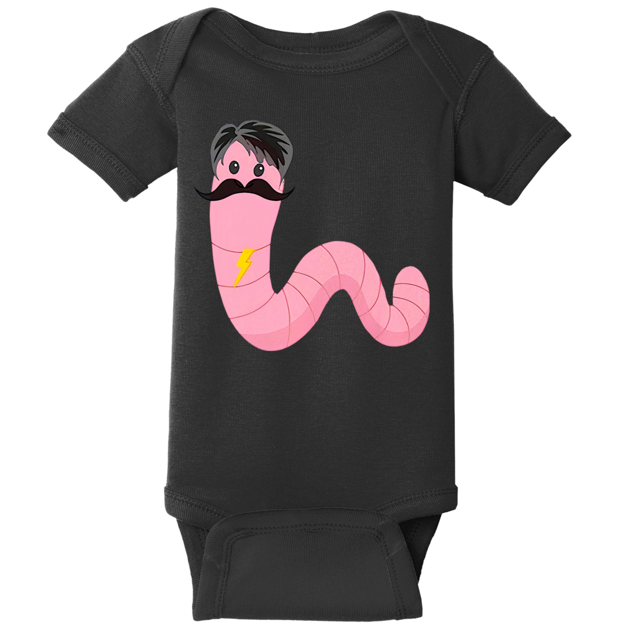 Worm With A Mustache James Tom Ariana Reality Baby Bodysuit