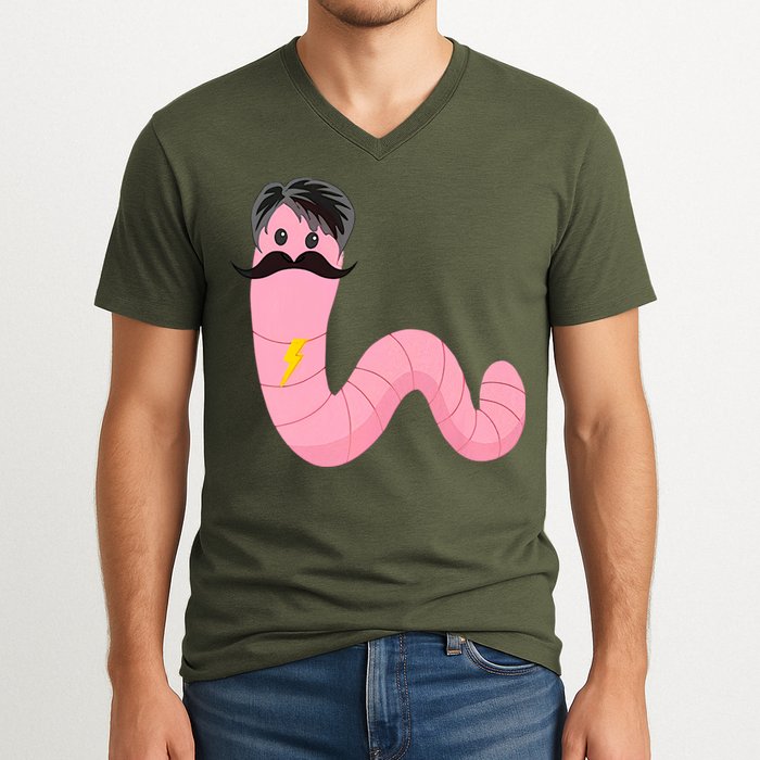 Worm With A Mustache James Tom Ariana Reality V-Neck T-Shirt