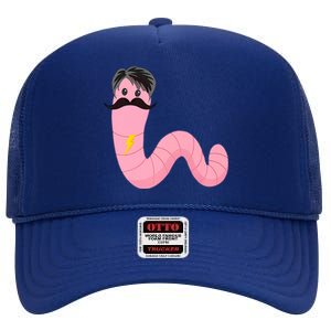 Worm With A Mustache James Tom Ariana Reality High Crown Mesh Back Trucker Hat