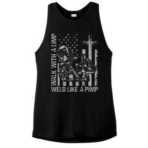 Walk With A Limp Weld Like A Pimp Funny Welding Cute Welder Ladies PosiCharge Tri-Blend Wicking Tank