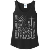 Walk With A Limp Weld Like A Pimp Funny Welding Cute Welder Ladies Essential Tank