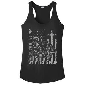 Walk With A Limp Weld Like A Pimp Funny Welding Cute Welder Ladies PosiCharge Competitor Racerback Tank