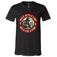 Walk With A Limp Weld Like A Pimp Funny Welding Welder Gift V-Neck T-Shirt