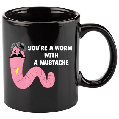 Worm With A Mustache James Tom Ariana Reality 11oz C Handle Ceramic Mug