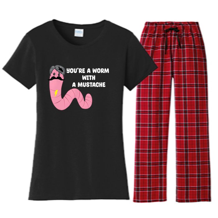 Worm With A Mustache James Tom Ariana Reality Women's Flannel Pajama Set