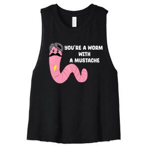 Worm With A Mustache James Tom Ariana Reality Women's Racerback Cropped Tank