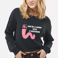 Worm With A Mustache James Tom Ariana Reality Cropped Pullover Crew