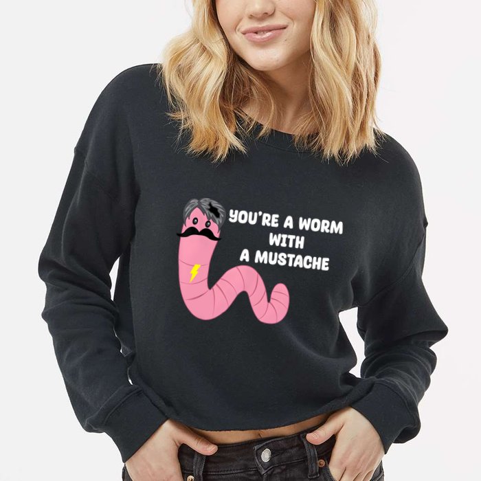 Worm With A Mustache James Tom Ariana Reality Cropped Pullover Crew