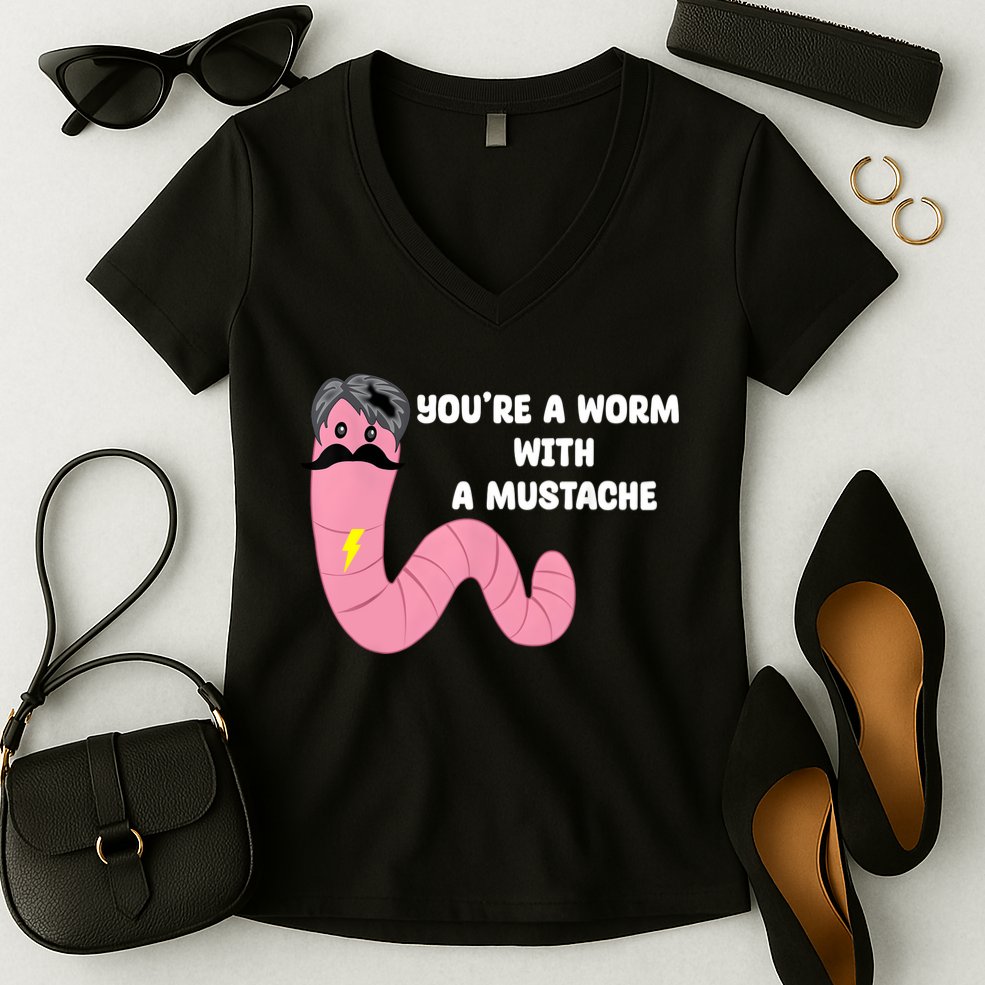 Worm With A Mustache James Tom Ariana Reality Women's V-Neck T-Shirt