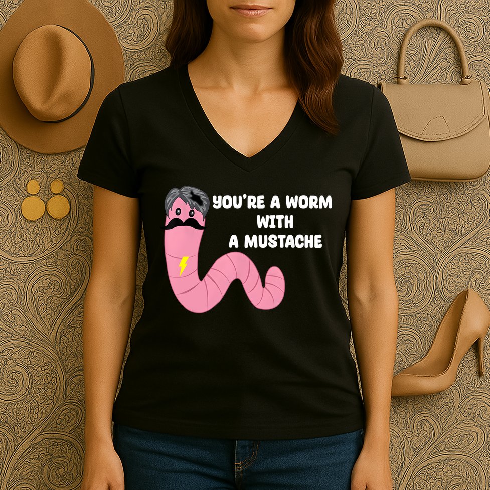 Worm With A Mustache James Tom Ariana Reality Women's V-Neck T-Shirt