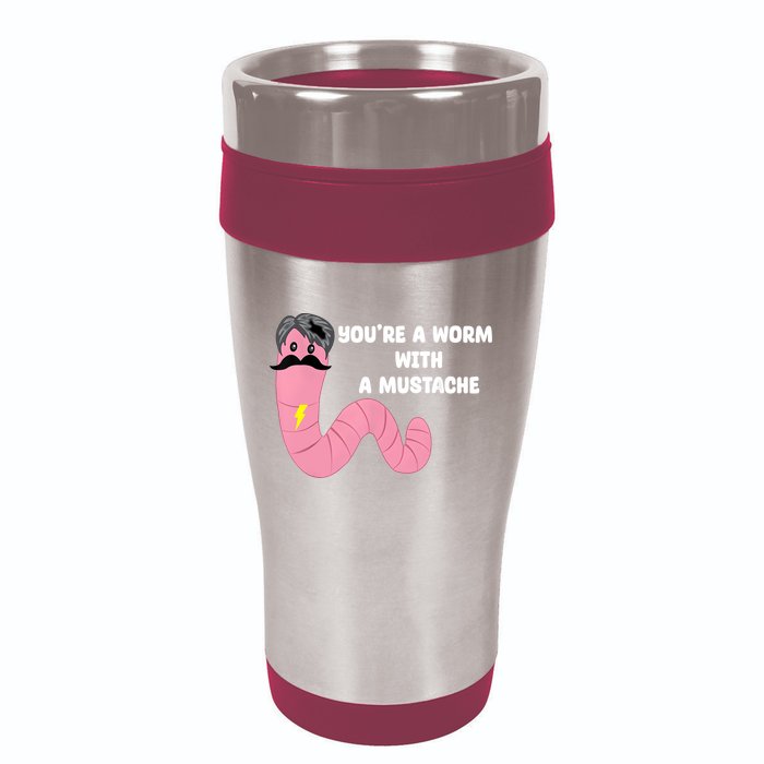Worm With A Mustache James Tom Ariana Reality 16oz Travel Tumbler