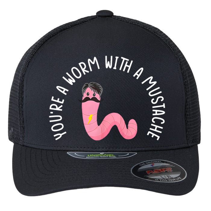 Worm With A Mustache James Tom Ariana Reality Funny Matching Flexfit Unipanel Trucker Cap